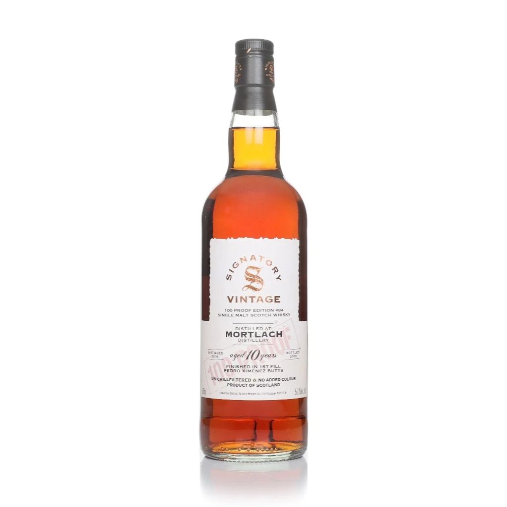 Mortlach 10 yo (2016), Signatory – 100 Proof Edition #84 (PX Sherry), 57.1%